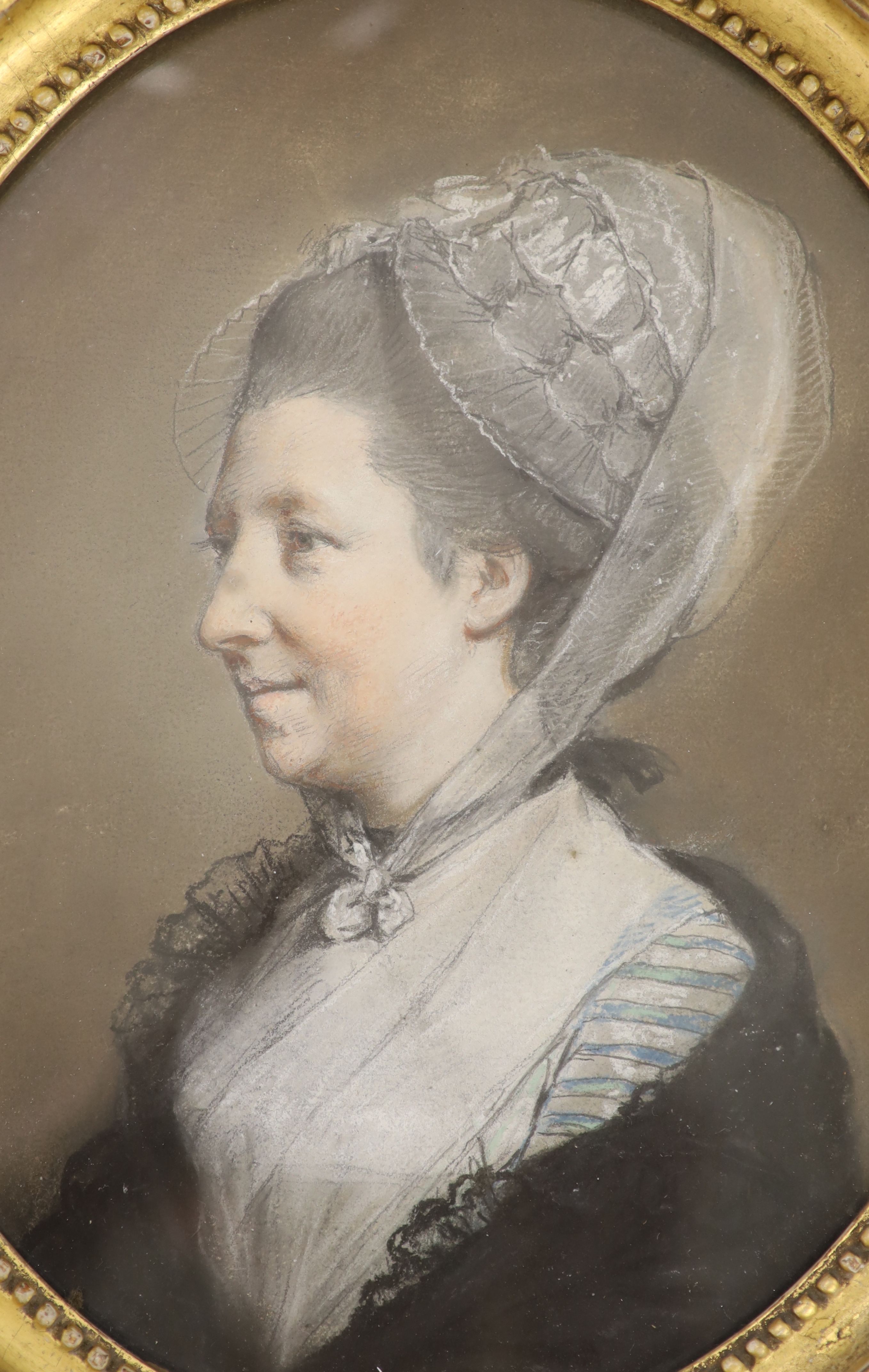 19th century English School, pastel on paper, Portrait of a lady, 23 x 19cm